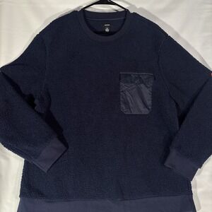 Alfani Crew Neck Men's Pullover Sweater Size XL Navy Blue Fleece Soft Pocket